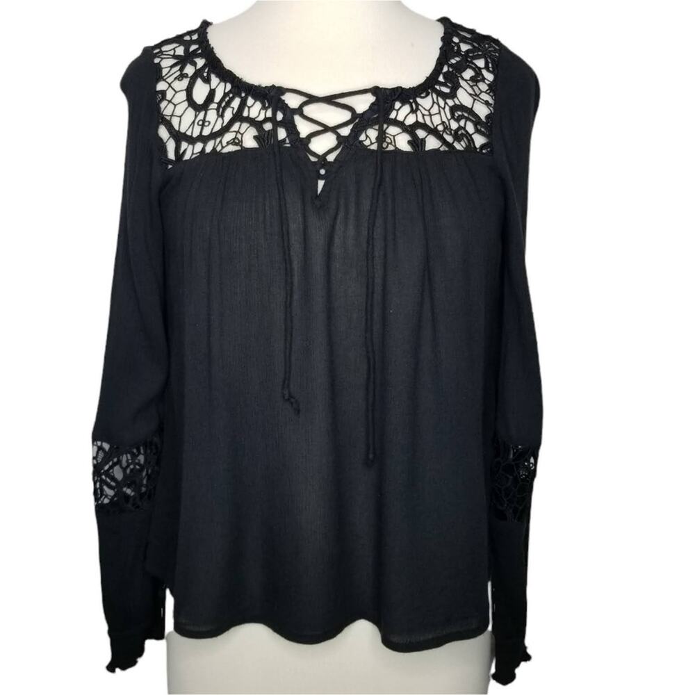 Hollister Black Peasant Top Size Small